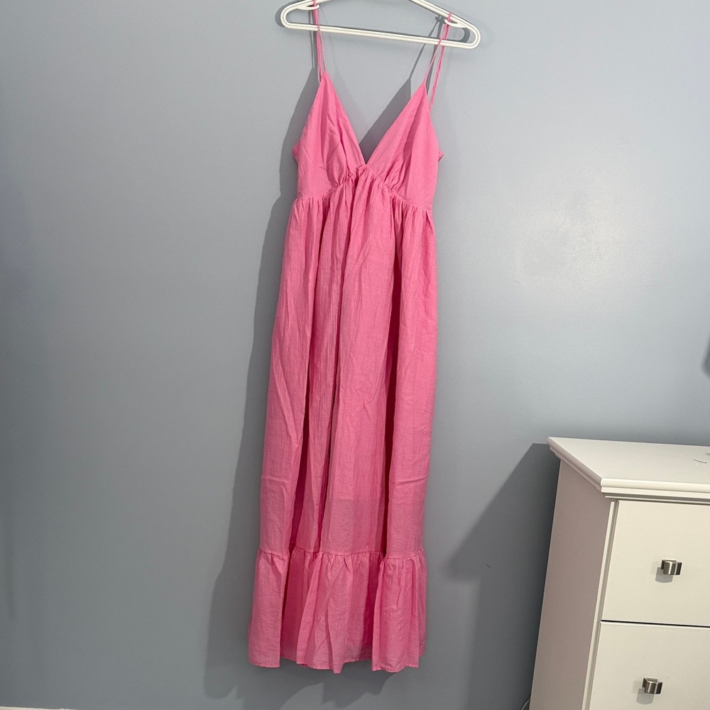 Mable  Bright Pink Elastic Waist Maxi Dress SZ L